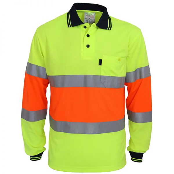 High visibility 2 Tones  Polo Shirt Long Sleeve Workwear