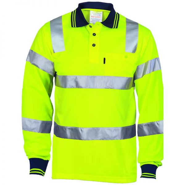High visibility 2 Tones  Polo Shirt Long Sleeve Workwear - Image 2