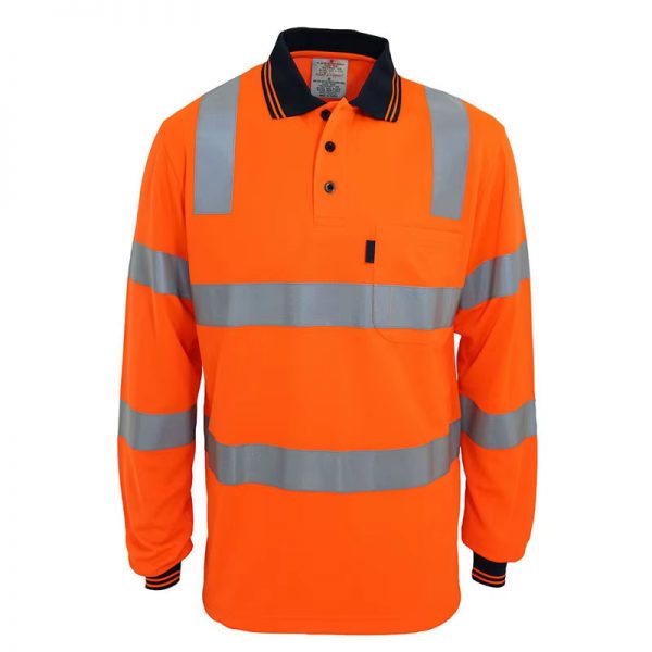 High visibility 2 Tones  Polo Shirt Long Sleeve Workwear - Image 3