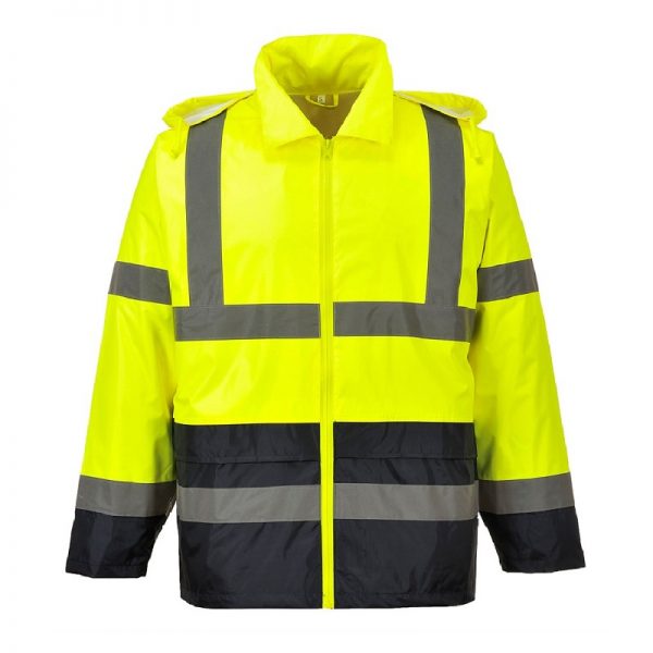High Visibility Reflective Breathable Jacket With Detachable Hood