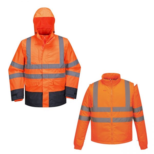 5-in-1 High Visibility Reflective Waterproof Parka